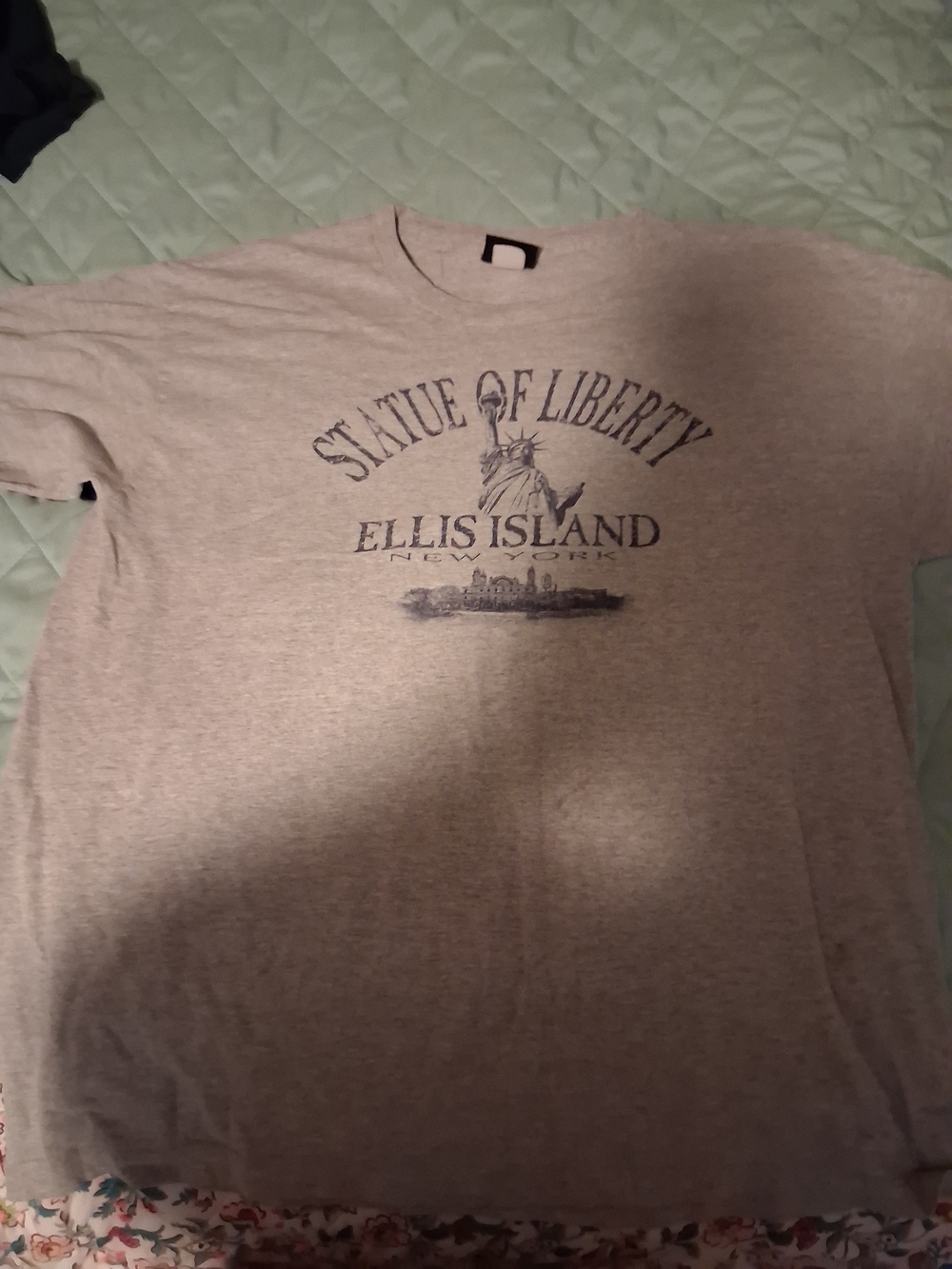 Ellis Island Statue of Liberty Graphic Tee - Gray